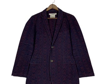 Vintage Katharine Hamnett London Jacquard Blazer Jacket | Size M Made in Japan | Scroll Print Floral Tapestry Cotton Sport Coat | 90s Design