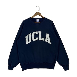 Sudadera Champion UCLA vintage de los 90, azul marino, cuello redondo - Talla grande - Hecha en México con componentes estadounidenses - Logotipo bordado - Corte holgado