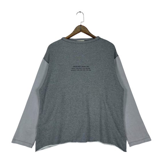 Issey Miyake, Vintage 90s Hai Sporting Gear Issey Miyake Crewneck Sweatshirt Gray Boxy Fit Colorblock Long Sleeve Pullover Japanese Designer Archival