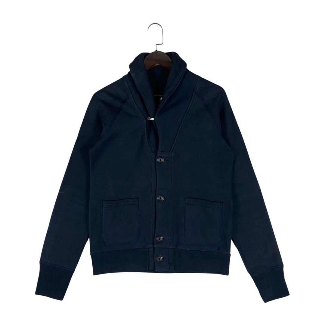 Kispiox Navy Blue Shawl Collar Cardigan – Heavyweight Cotton