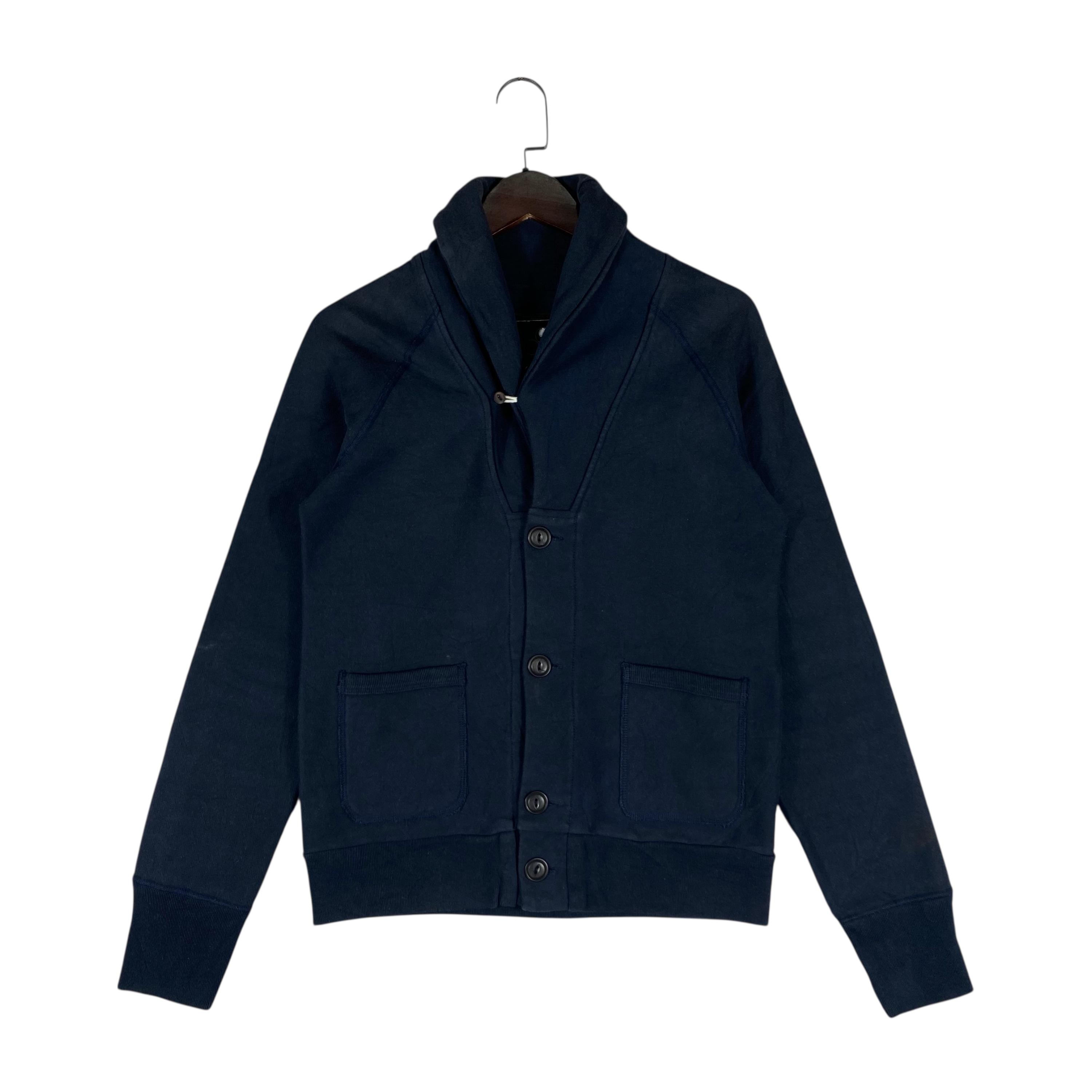 Kispiox Navy Blue Shawl Collar Cardigan – Heavyweight Cotton