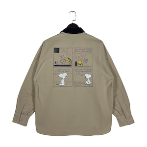 Official Snoopy "Cookies Beagle" Button Down Shirt – Universal Studios Japan – Peanuts Comic Strip Back Print – Tan/Beige – Size M/L