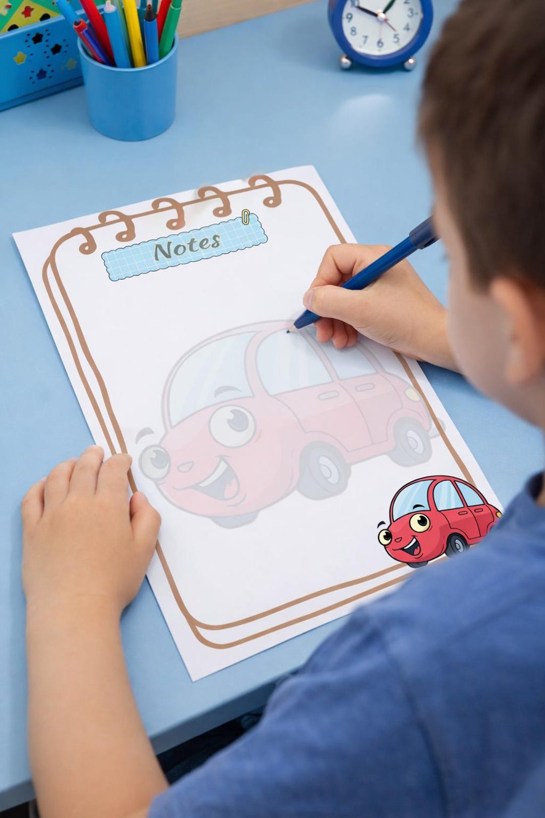 Kawaii Car Notepad Printable Set, Boys Kids Writing Paper, Cute Car ...