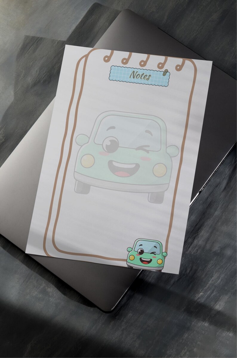 Kawaii Car Notepad Printable Set, Boys Kids Writing Paper, Cute Car ...