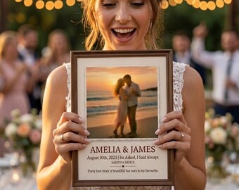 Cadre photo de mariage personnalisé | Noms de couple personnalisés, date, lieu (téléchargement numérique)