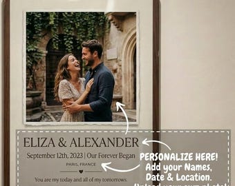 Impression photo personnalisée de couple | Cadeau d'anniversaire personnalisé avec nom et date | Déco murale romantique
