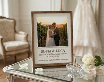 Cadre photo fait sur commande de voeux de mariage, 1er cadeau d'anniversaire