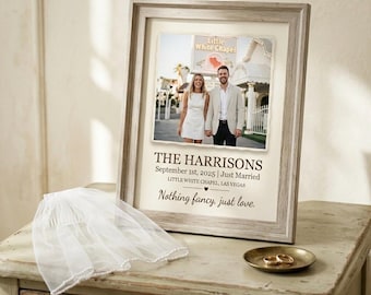 Cadre photo fugue - Souvenir de mariage personnalisé, faire-part Just Married