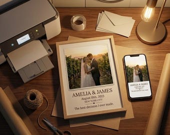 Impression photo de couple instantanée en téléchargement numérique, date des noms personnalisés
