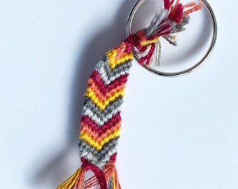 Friendship Key Chain - Maroon Coral Gold Gray - Chevron