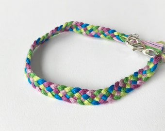 Friendship Bracelet with Clasp - Cool Colors - Big Band Weave