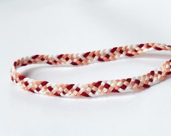 Friendship Anklet - Maroon Peach White - Big Band Weave