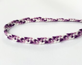 Friendship Anklet - Purple and White - Big Band Weave