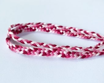 Friendship Anklet 2-Pack - Pink and White - Braid and Big Band Weave