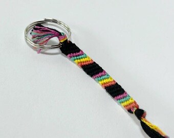 Friendship Key Chain - Neon Colors with Black - Candy Stripe
