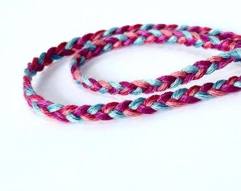 Parent Child Friendship Bracelet 2-Pack - Pink Magenta Blue - Braids