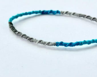 Friendship Bracelet - Turquoise and Gray - Spiral