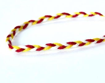 Friendship Bracelet - Red Yellow White - Thin Braid