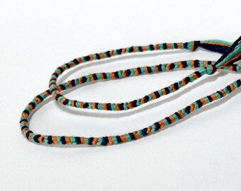 Parent Child Friendship Bracelet 2-Pack - Teal Orange Navy - Single Knotted