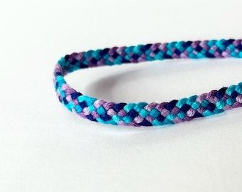 Friendship Anklet - Turquoise and Purple - Big Band Weave