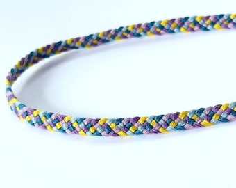 Friendship Necklace - Blue Purple Yellow - Big Band Weave