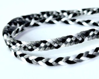 Friendship Bracelet 2-Pack - Black Gray White - Big Band Weave and Braid