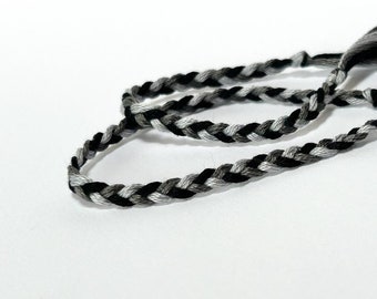 Parent Child Friendship Bracelet 2-Pack - Gray and Black - Braids