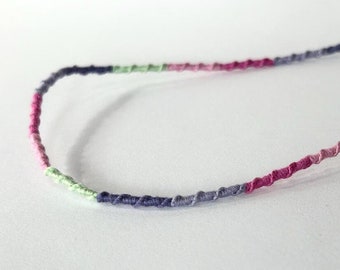 Friendship Necklace - Pastel Purple Magenta Green - Spiral