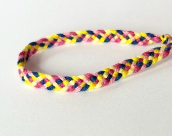 Friendship Bracelet - Pink Yellow Blue - Big Band Weave