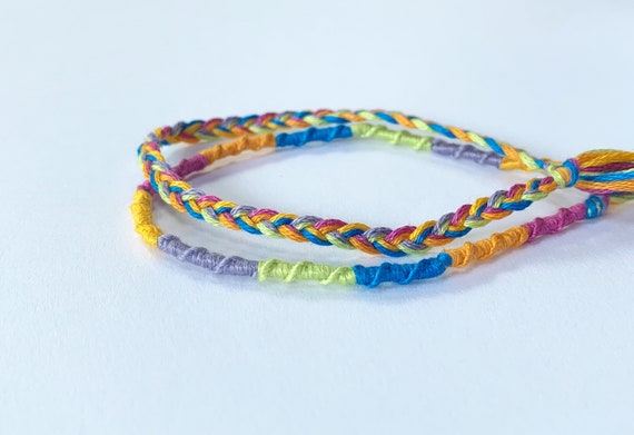 c*e様 neighborhood braiding bracelet 2個セッ Friendship Bracelet 2-pack - Vivid Multi Color - Spiral and