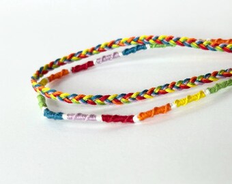 Friendship Anklet 2-Pack - Rainbow - Spiral and Braid