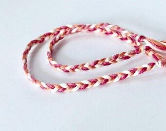 Parent Child Friendship Bracelet 2-Pack - Pink Peach White - Braids