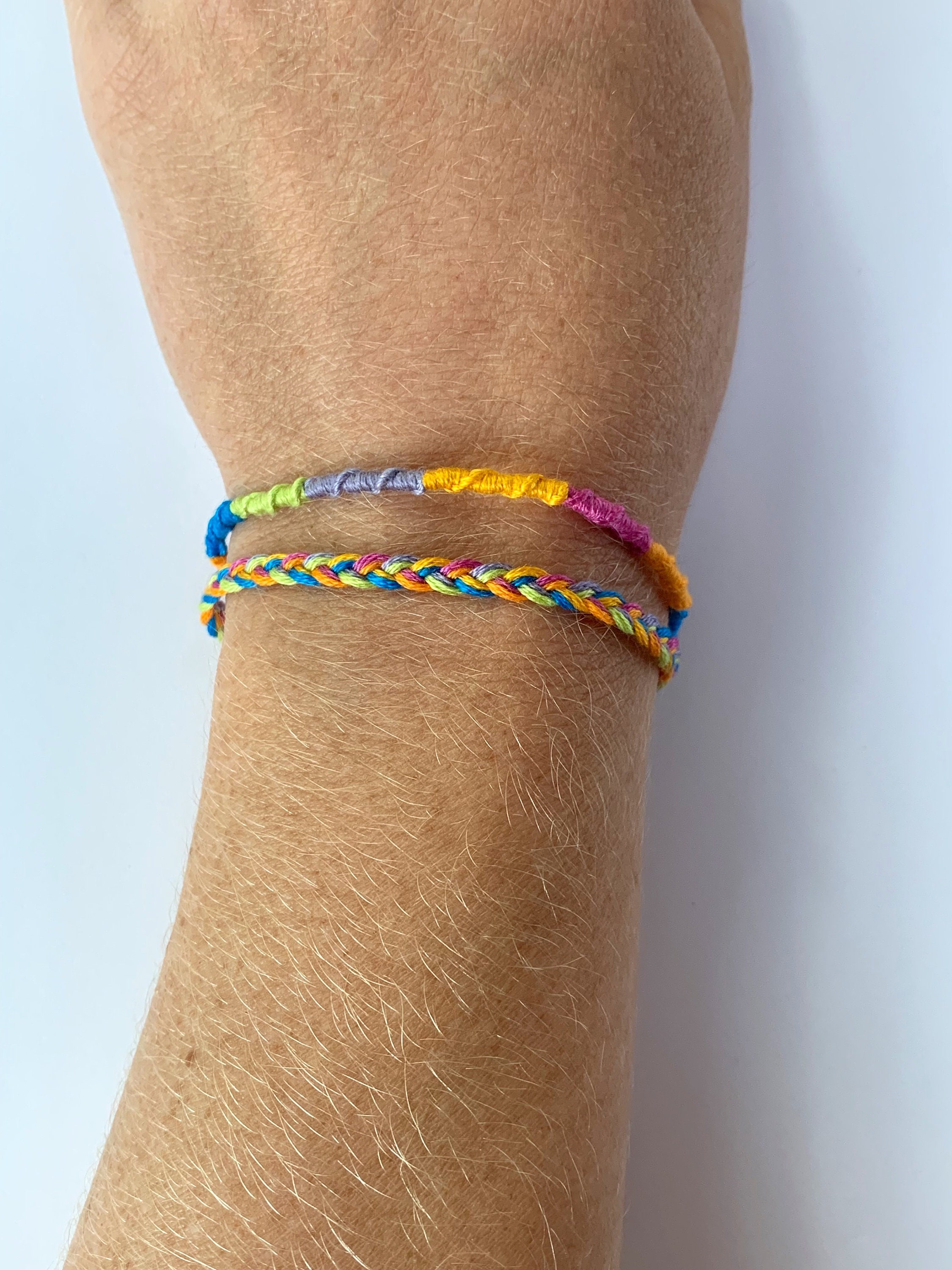 c*e様 neighborhood braiding bracelet 2個セッ Friendship Bracelet 2-pack - Vivid Multi Color - Spiral and