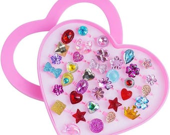 OSDUE 36PCS Cute Adjustable Girl Rings Set