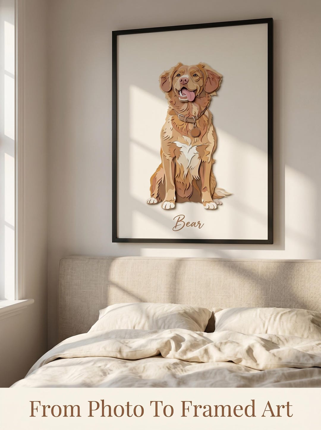 Framed Pet Portrait From Photo, Custom Dog Cat Wall Art, Paper Cut ...