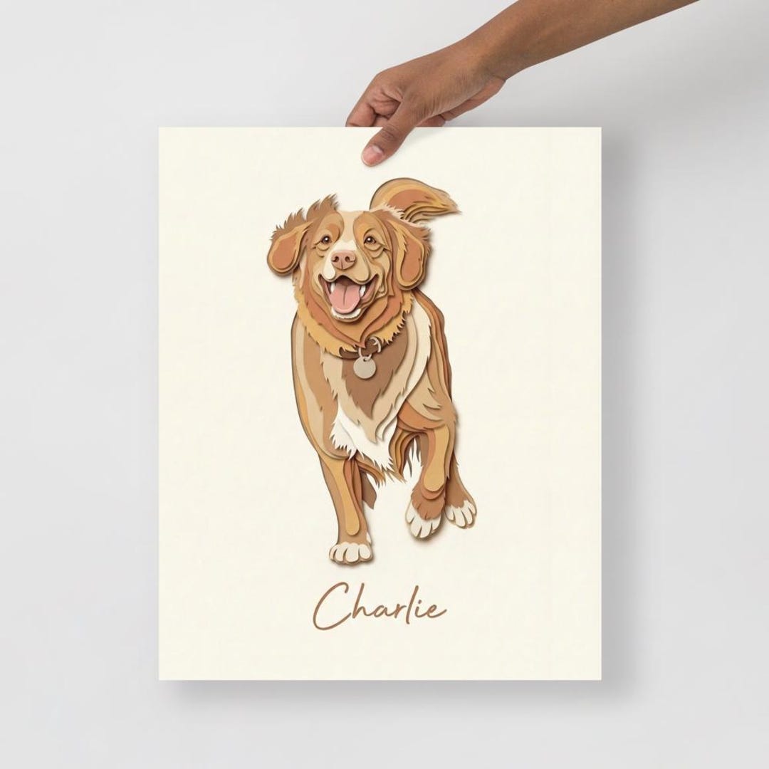 Custom Pet Portrait Poster From Photo, Personalized Dog Print, Cat ...