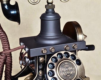 Funktionsfähiges Wählscheibentelefon RJ11 – Vintage-Telefon aus massivem Metall – Nicht dekorativ – Kompatibel mit modernen Routern – Antikes Tischtelefon