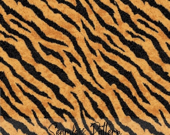 Tiger Print Seamless Pattern, Faux Fur Texture, Animal Stripes (Digital Download)