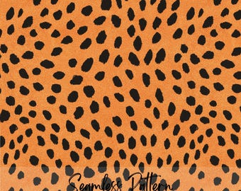 Orange Cheetah Print Seamless Pattern, Animal Spots Texture Fabric Design (Digital Download)