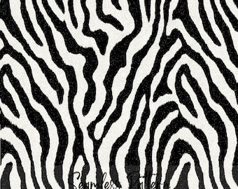 Zebra Animal Print Seamless Pattern, Black White Safari Texture (Digital Download)