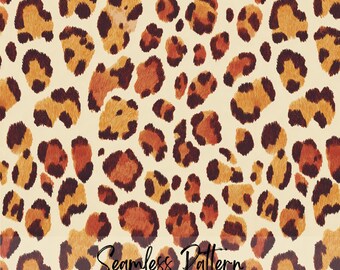 Neutral Leopard Print Seamless Pattern, Classic Safari Animal Repeating Paper (Digital Download)