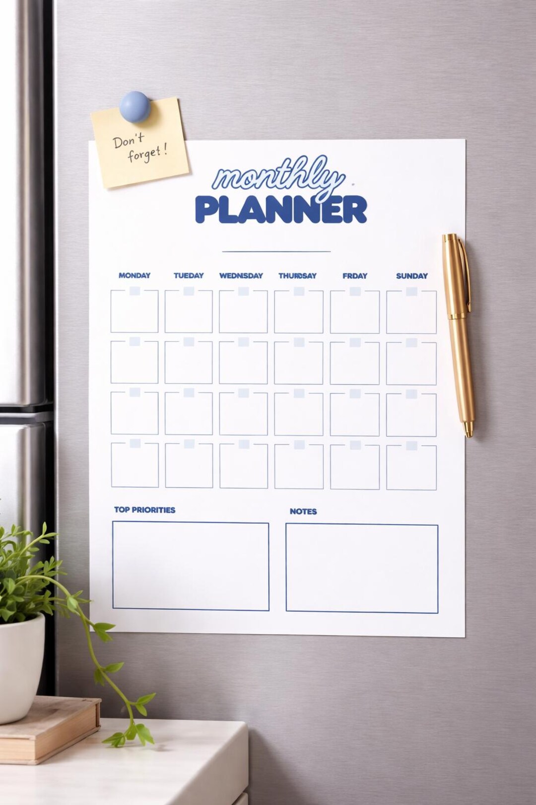 Minimalist Monthly Planner Printable | Undated Productivity Focus Sheet ...