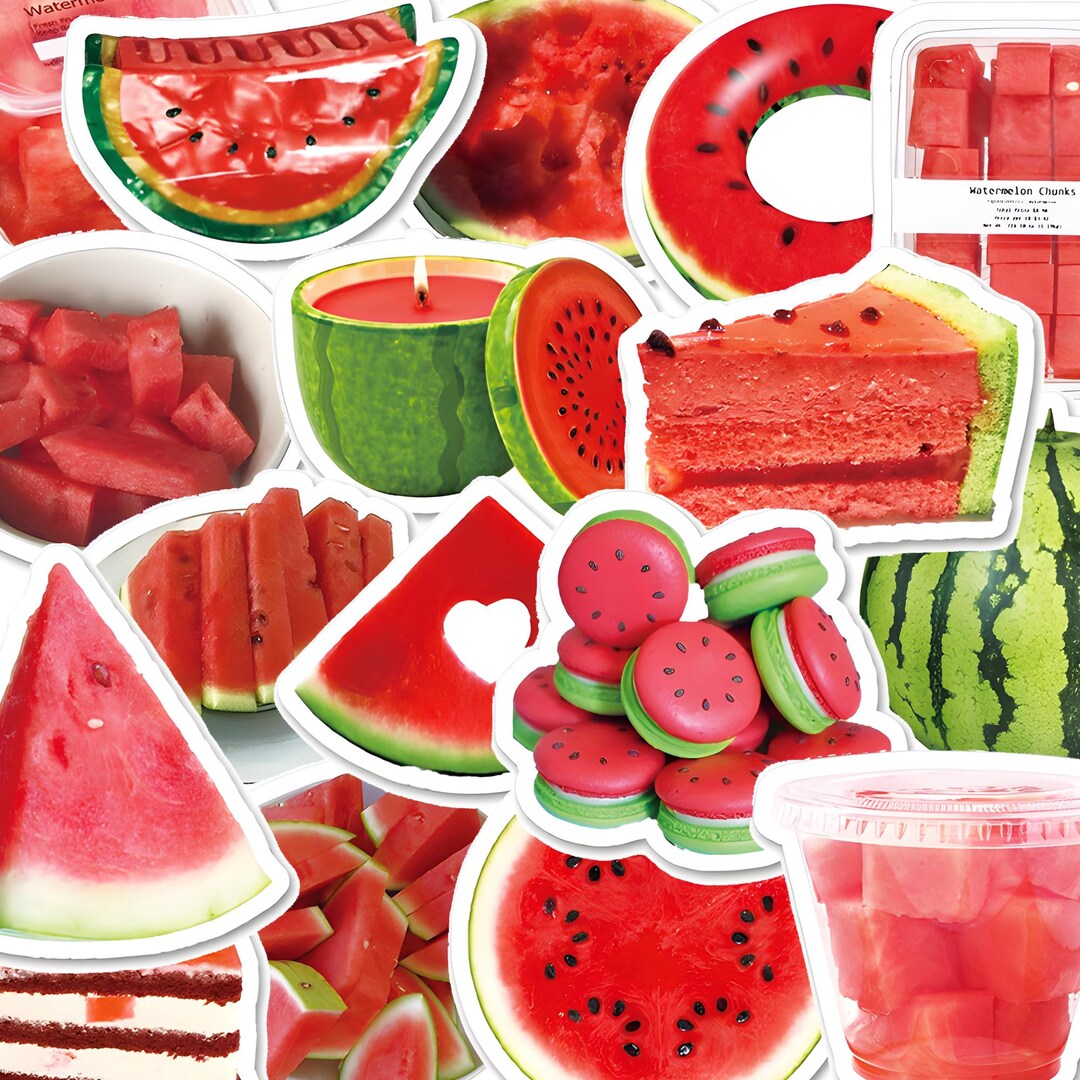 Retro Watermelon Sticker 50 Watermelon Stickers, Summer Red & Green Aesthetic Decals, Ice Pop ...