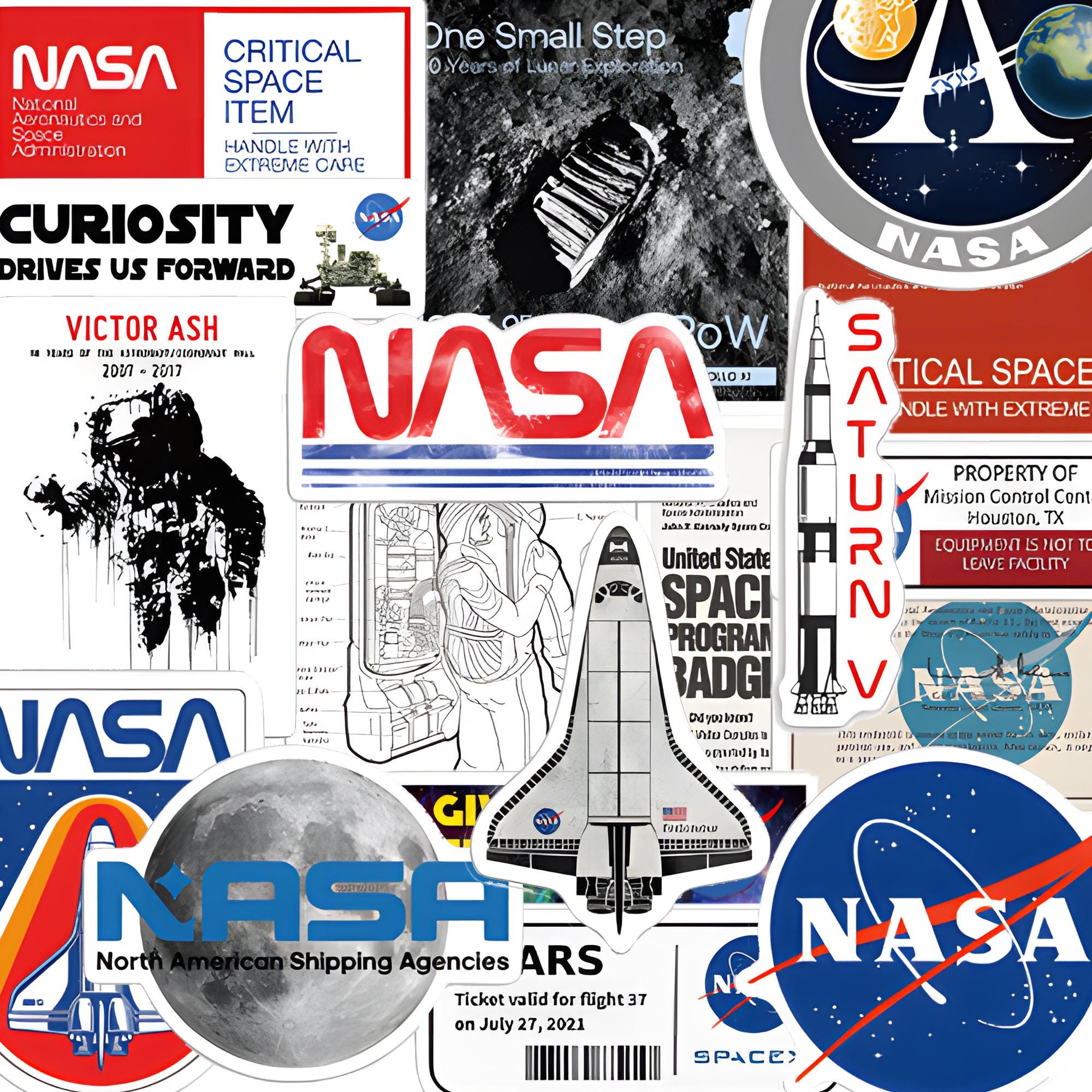 100 Adesivi NASA Spaziali Per Bambini E Adulti | Sticker Astronauti, Pianeti E Razzi Per Casco, Skateboard, Bicicletta E Bagagli