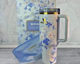Stanley x Love Shack Fancy Tumbler 40oz Holiday Rosa Beaux Blue With Box Free Sh