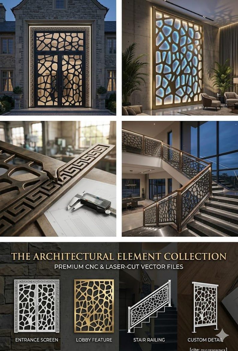 Greek Style Railing Modern Cellular Greek-key Stair Railing Design Files (svg, Dxf, Ai, Pdf ...