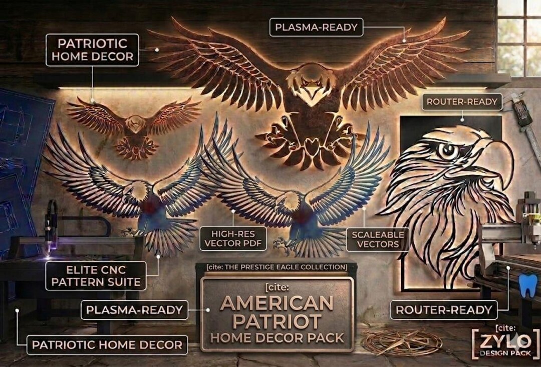 Bald Eagle CNC SVG Bundle, American Wildlife Metal Art, Laser Cut Files ...