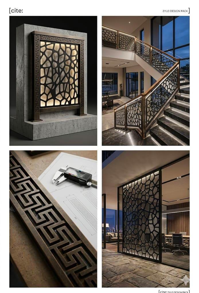 Greek House Railing Modern Cellular Greek-key Stair Railing Design Files (svg, Dxf, Ai, Pdf ...
