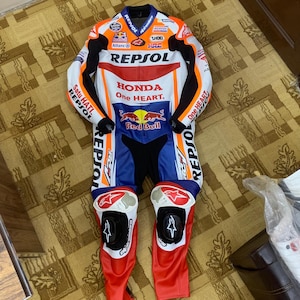 Inspired Honda Repsol Racing Leather Suit - Motorobike Leather Racing Suit - Custom Biker Gifts