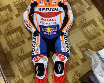Inspired Honda Repsol Racing Leather Suit - Motorobike Leather Racing Suit - Custom Biker Gifts